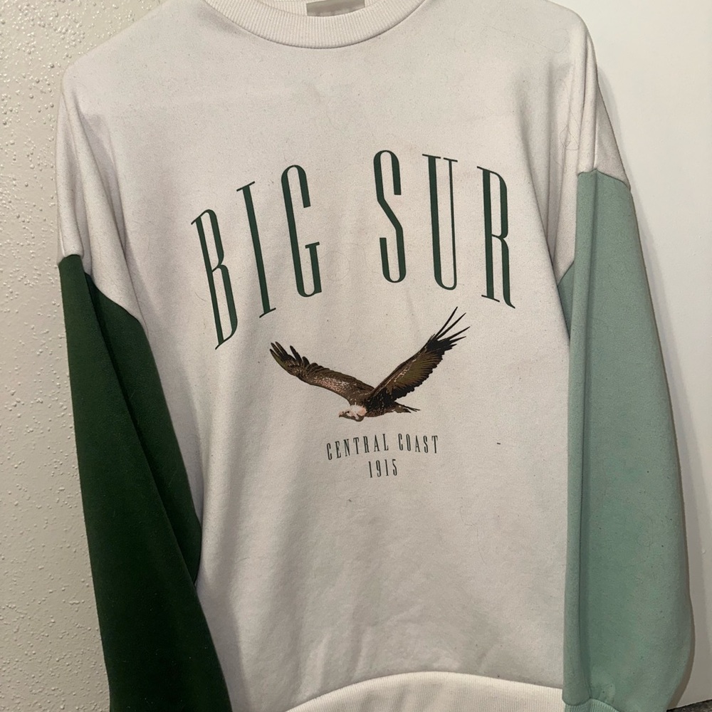 Big Sur Green and White Sweater
